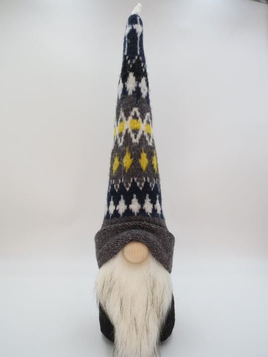20" (50.8 cm) Large Gnome (5561) - Gray/Navy/White/Yellow Pattern
