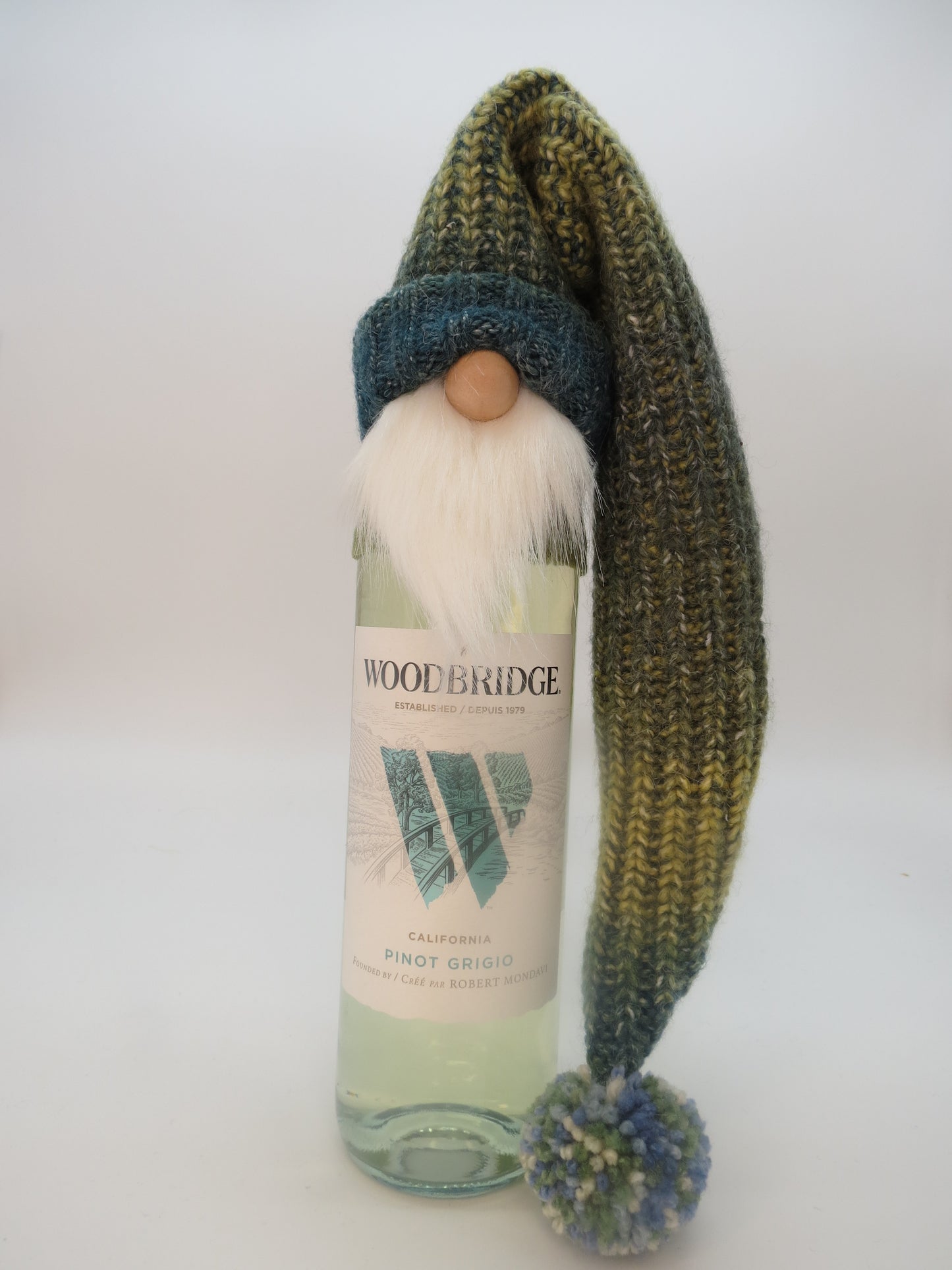 18 - 21" (45.7 - 53.3 cm) Tree/Bottle Topper Gnome (6121) - Olive Green/Turquoise