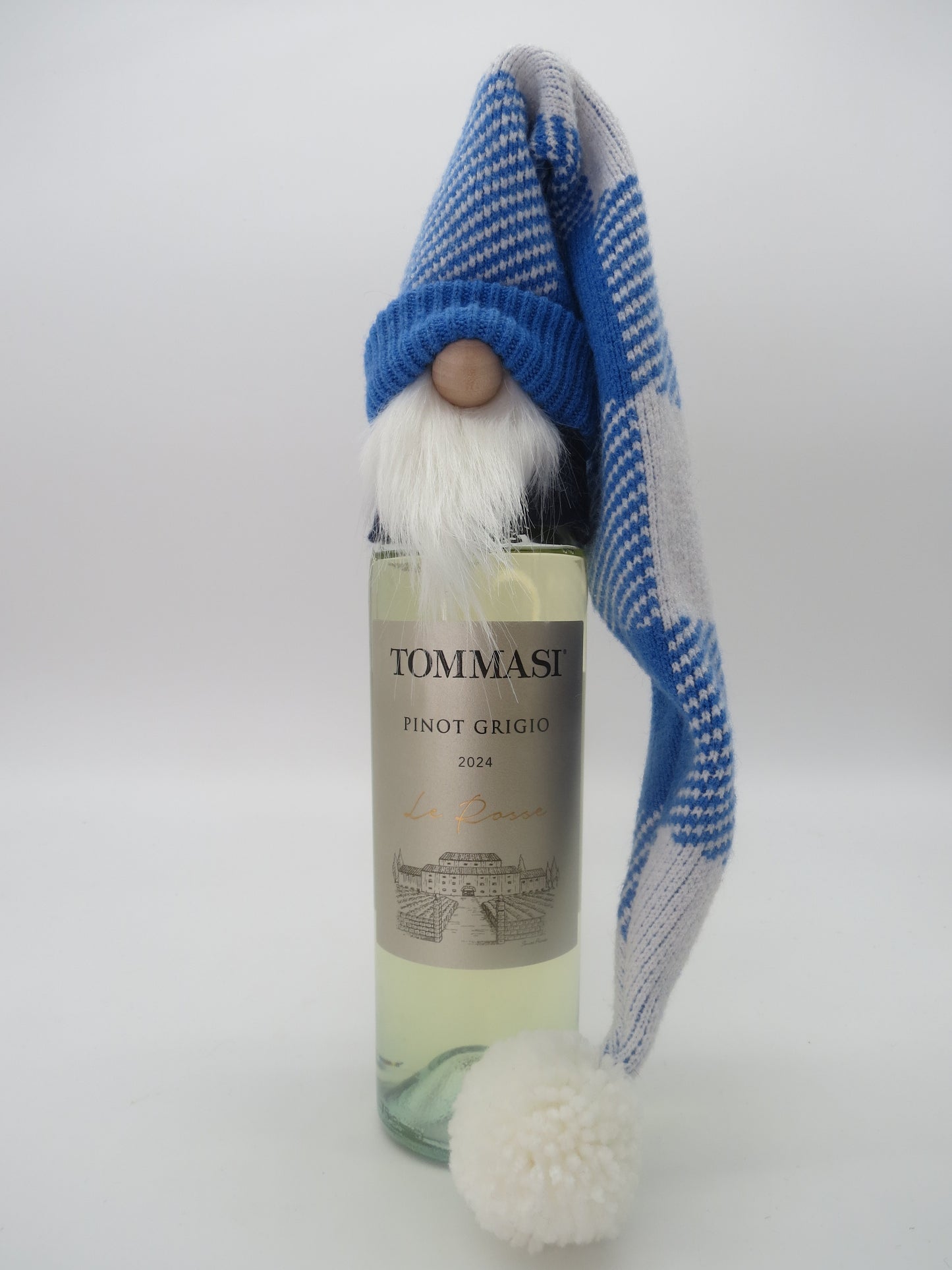 18 - 21" (45.7 - 53.3 cm) Tree/Bottle Topper Gnome (6210) - Blue/White Plaid