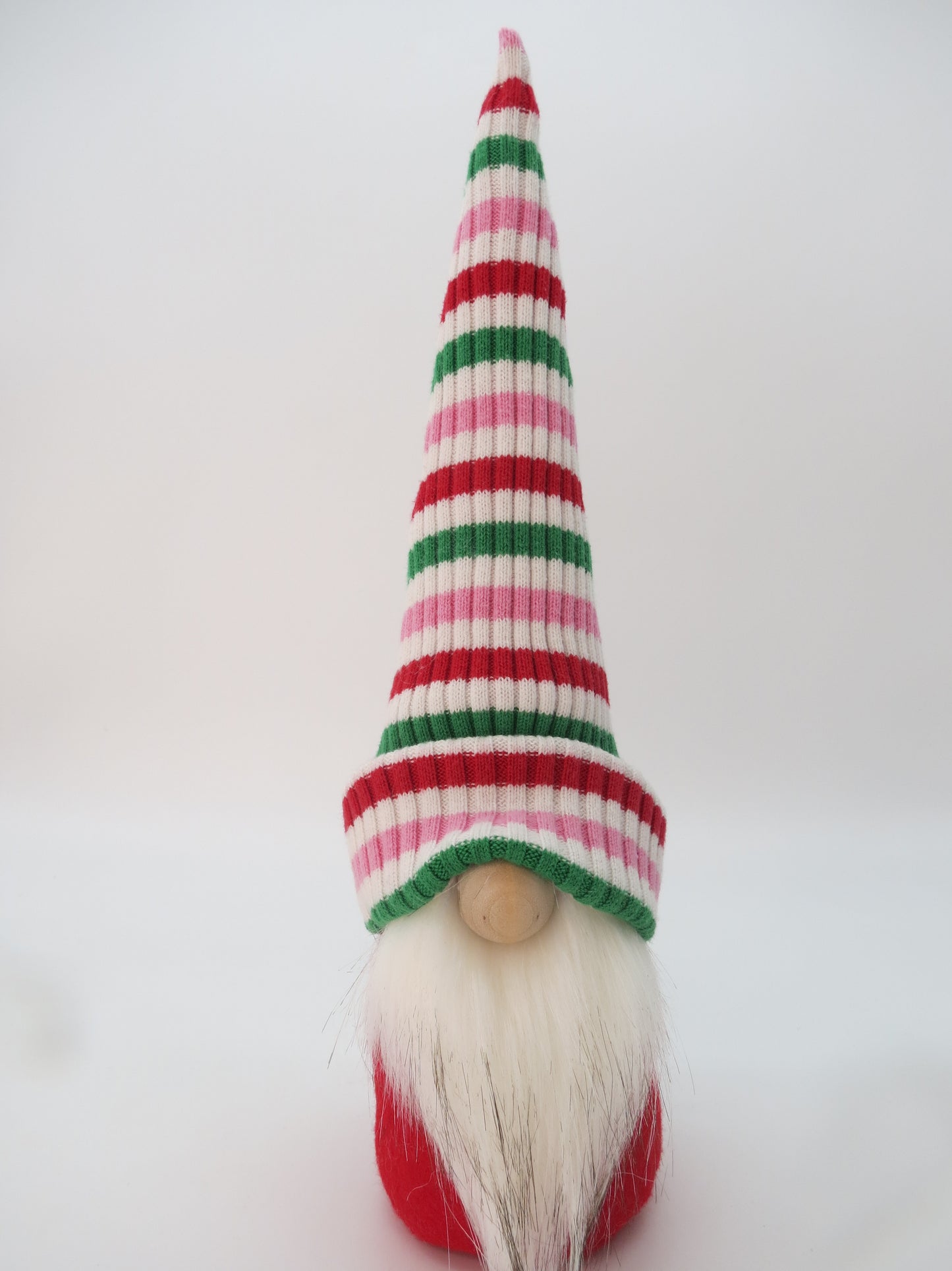 15" Medium Gnome (5966) - White/Red/Green/Pink Stripes