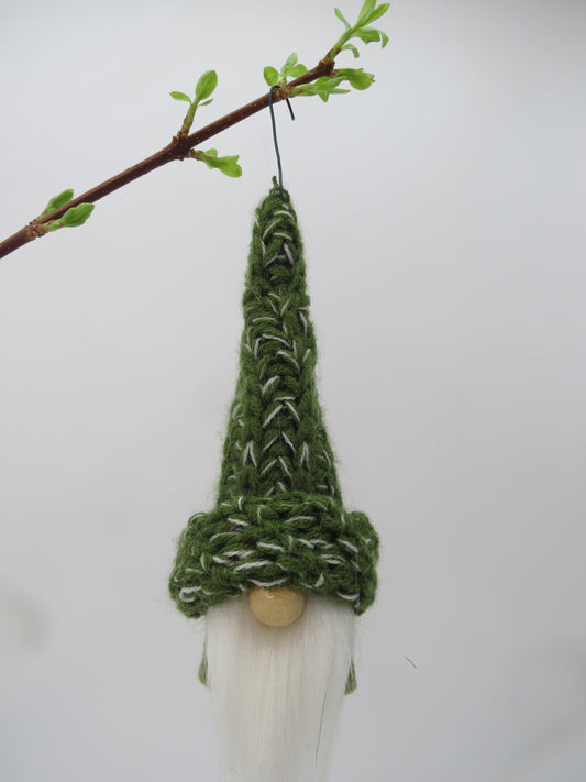 6" Ornament Gnome (6001) - Green with White/Black