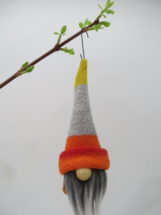 6" Ornament Gnome (6008) - Orange/Gray/Yellow
