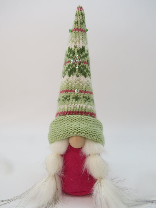 10" Small Gnomess (6014) Olive Green/Pink/White with Sparkles