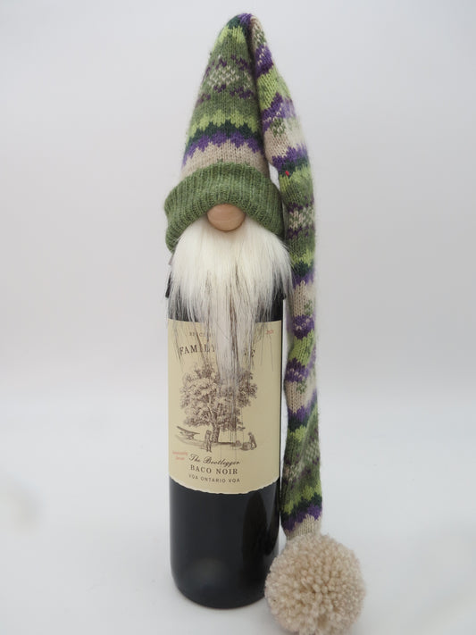 18 - 21" (45.7 - 53.3 cm) Tree/Bottle Topper Gnome (6063)- Green/Purple/Cream