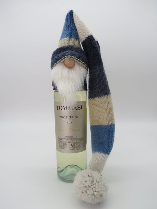 18 - 21" (45.7 - 53.3 cm) Tree/Bottle Topper Gnome (6211) - Blues and White Stripes