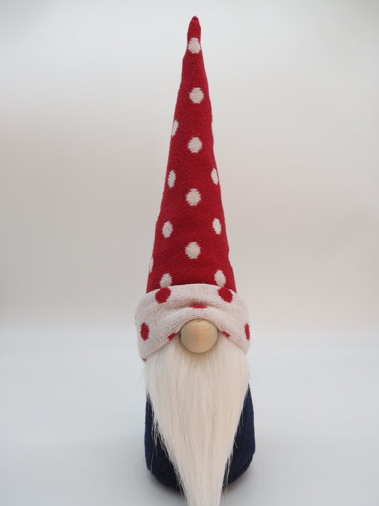 15" Medium Gnome (5649) - Red/White Polka Dot